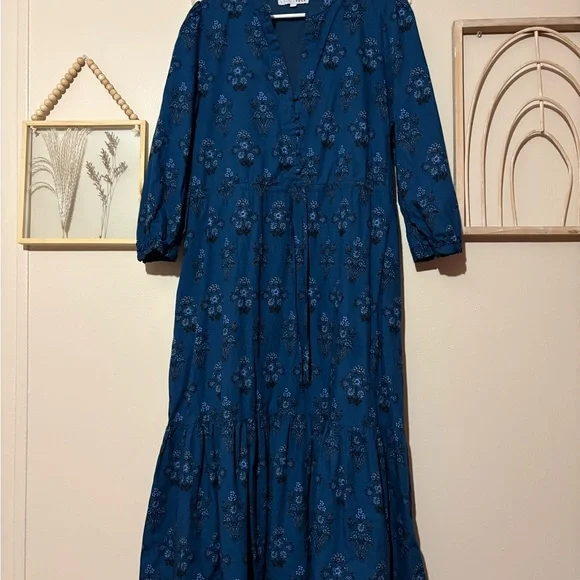 Baltic Born Mira Midi Dress Deep Blue Print - Picture 3 of 5